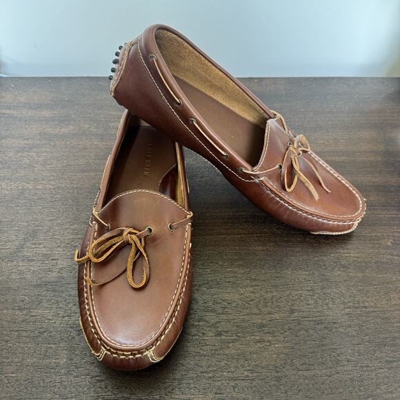 Cole Haan Gunnison 1 Eye Driver Moccasins Men's Shoe 10D Tie Leather Cushioned - Picture 1 of 16